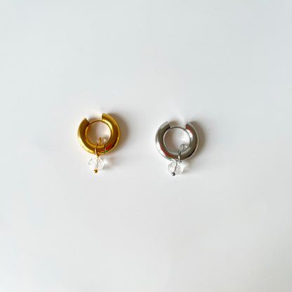 Boucle Twirl - perles en verre - mid ou big hoop  (à l'unité)